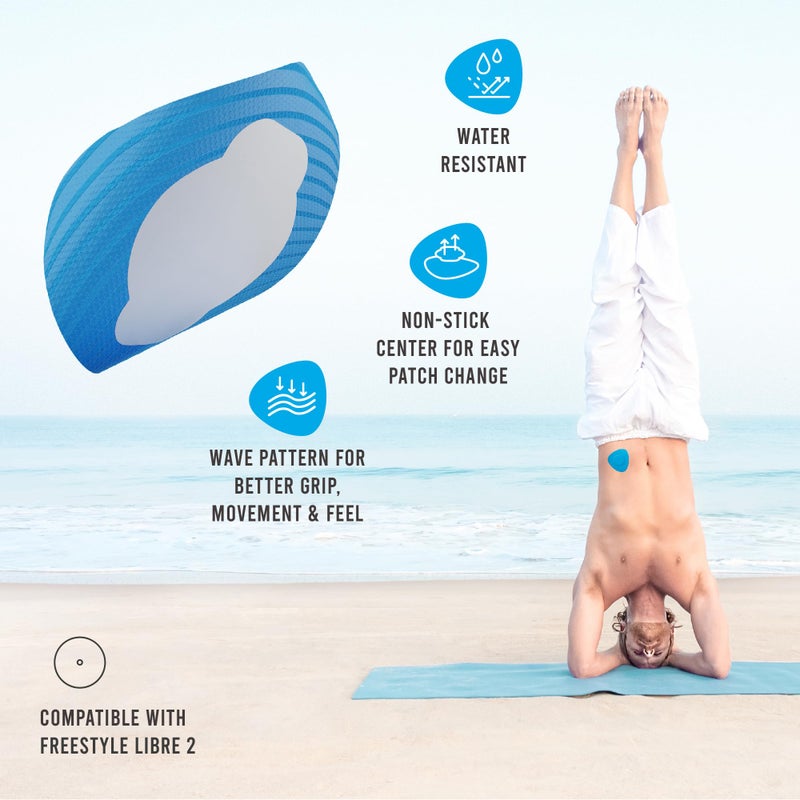 Not Just A Patch Freestyle Libre 2 Sensor Covers (20 Pack) Lingo CGM Patches for Freestyle Libre 2 - Water Resistant & Durable for 10-14 Days - Blue - Image 2